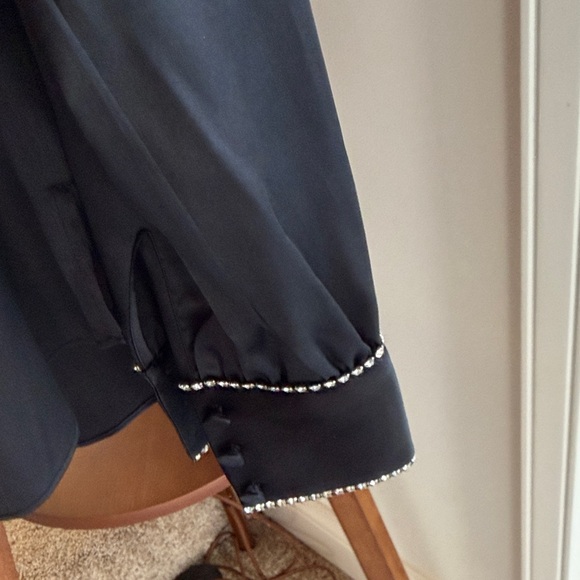 Veronica Beard Kylar Rhinestone Button-Down Silk Top Blouse - Picture 9 of 16